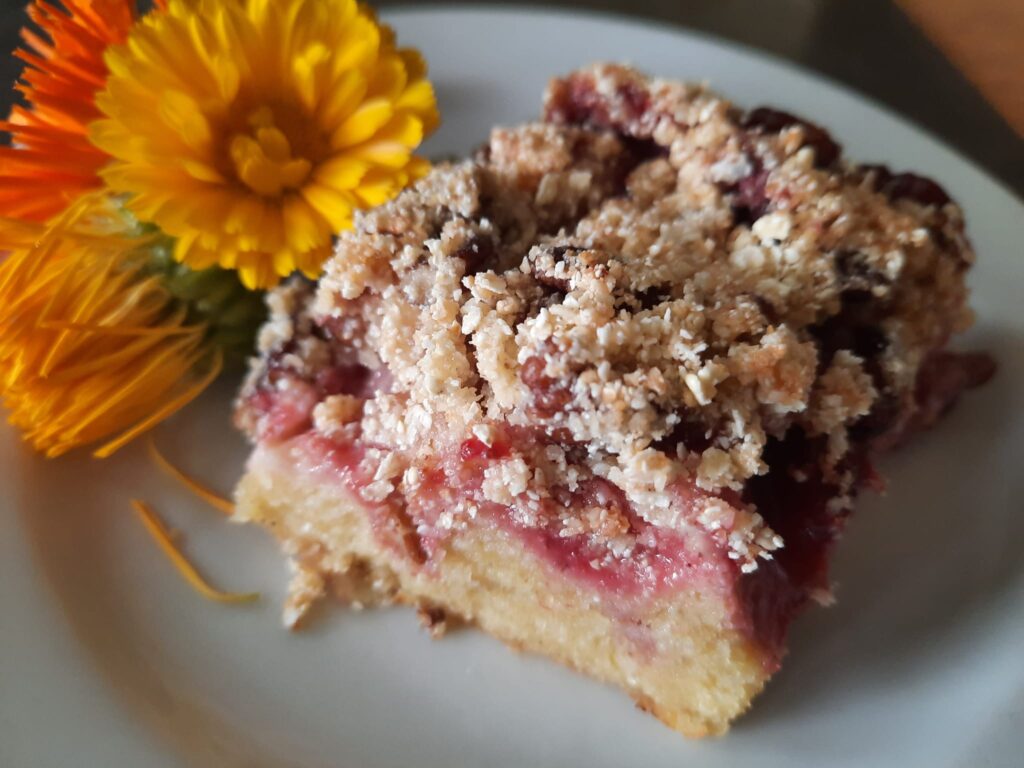 Crumblecake met aardbeien